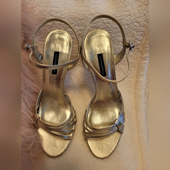 Caparros Gold Metallic Strappy Sandals (Kerry) - Picture 2 of 7